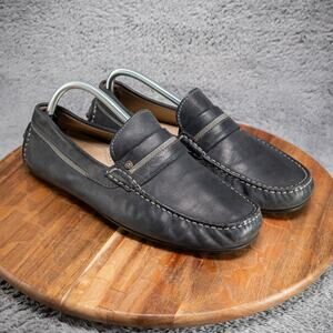 Ecco Mens Slip On Driving Shoes Grey/Blue Size 42 EU 8 US